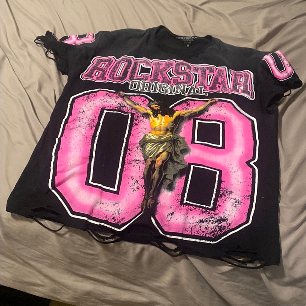 Black and Pink Rockstar Short Sleeve Tee